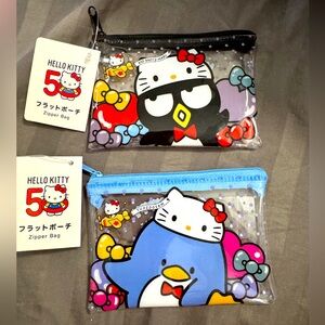 NWT-✌🏻Sanrio Hello Kitty 50th Anny Zipper Coin Pouch Badtz Maru &Ahiru No Pekkle